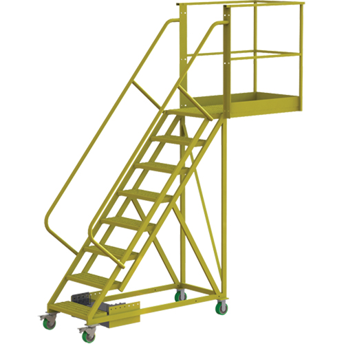 Cantilever Rolling Ladder, Unsupported, 8 Steps, 40" Platform Depth, 80" Platform Height OSI Industrial Sales
