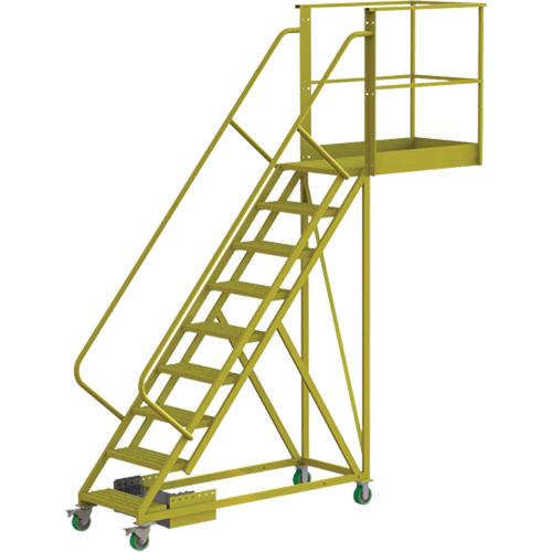 Cantilever Rolling Ladder, Unsupported, 9 Steps, 40" Platform Depth, 90" Platform Height OSI Industrial Sales