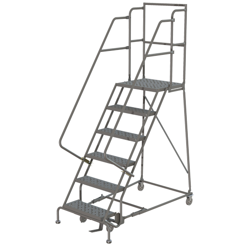 Deep Top Step Rolling Ladder, 12 Steps, 24" Step Width, 120" Platform Height, Steel OSI Industrial Sales