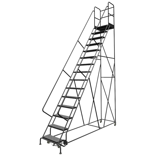 Deep Top Step Rolling Ladder, 16 Steps, 24" Step Width, 160" Platform Height, Steel OSI Industrial Sales