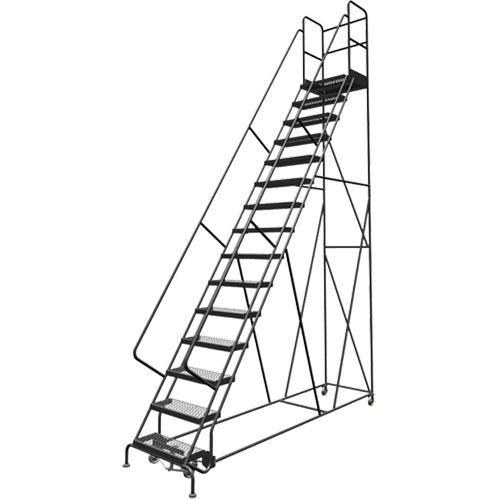 Deep Top Step Rolling Ladder, 15 Steps, 24" Step Width, 150" Platform Height, Steel OSI Industrial Sales