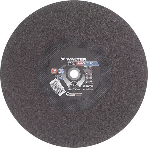 Ripcut Stainless Steel & Steel Cut-Off Wheel for Stationary Saws, 20" x 3/16", 1" Arbor, Type 1, Aluminum Oxide, 3000 RPM OSI Industrial Sales