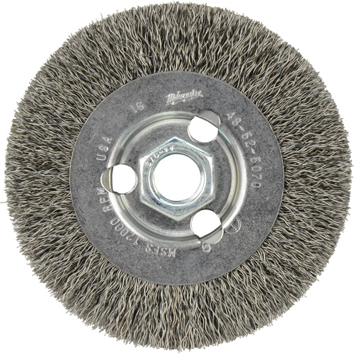 Crimped Wire Wheel, 4" Dia., 0.12" Fill, 5/8"-11 Arbor OSI Industrial Sales