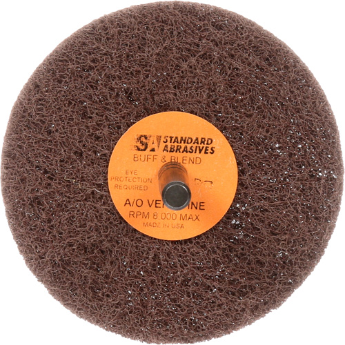 Meule Buff & Blend Standard Abrasives, 3" dia. x 1" la, Arbre 1/4", Oxyde d'aluminium OSI Industrial Sales