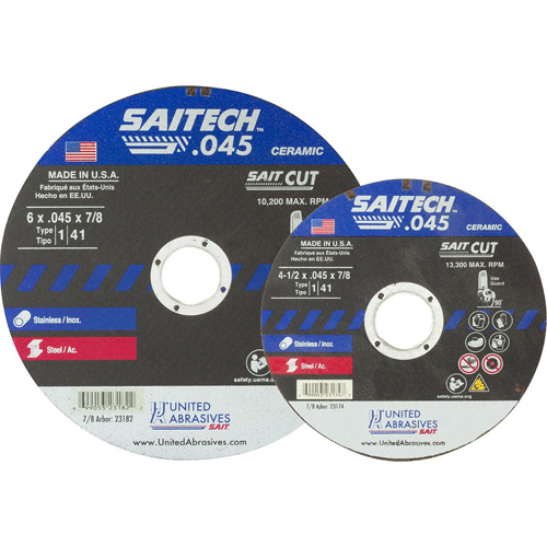 Meule &agrave; tronçonner, 14-1/2" x 0,045", Arbre de 5/8", Type 1, Oxyde d'aluminium/C&eacute;ramique, 13 300 Tr/min OSI Industrial Sales