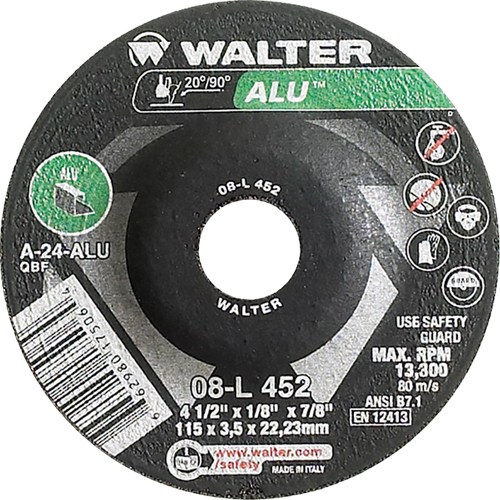 Meules &agrave; moyeu d&eacute;port&eacute; - Aluminium type 27, 4-1/2" x 1/8", Arbre de 7/8", Type 27 OSI Industrial Sales
