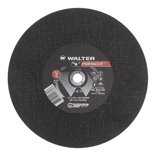 Portacut High Speed Cut-Off Wheel, 14" x 1/8", 7/8" Arbor, Type 1, Aluminum Oxide, 5400 RPM OSI Industrial Sales