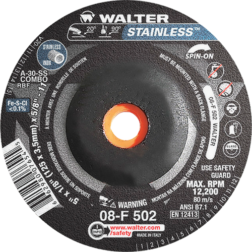 Meules &agrave; moyeu d&eacute;port&eacute; - Acier inoxydable type 27, 5" x 1/8", Arbre de 5/8"-11, Type 27S OSI Industrial Sales