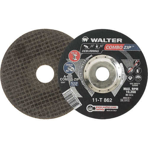 Meules &agrave; tronçonner renforc&eacute;es pour meuleuse &agrave; angle droit - Combo Zip, 6" x 5/64", Arbre de 7/8", Type 27 OSI Industrial Sales