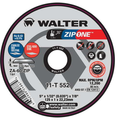 Zip One Cut-Off Wheel, 4-1/2" x 1/32", 7/8" Arbor, Type 1 OSI Industrial Sales