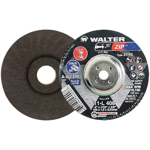Zip Cutting and Grinding Wheel, 4" x 1/32", 3/8" Arbor, Type 27, 60 Grit, Aluminum Oxide OSI Industrial Sales