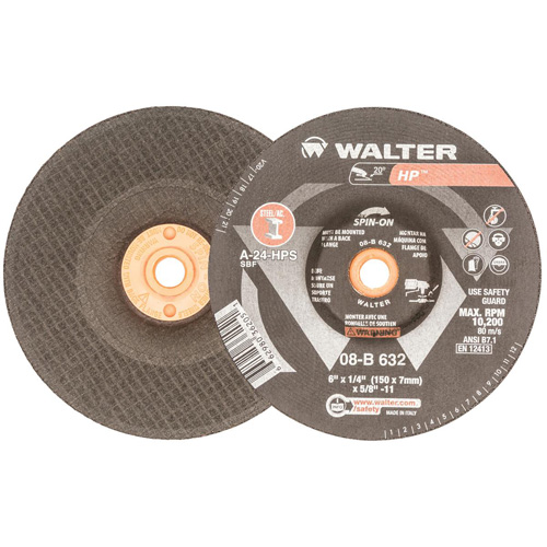 Disque de meulage et tronçonnage HP, 6" x 1/8", Arbre 5/8"-11, Oxyde d'aluminium, Type 27 OSI Industrial Sales