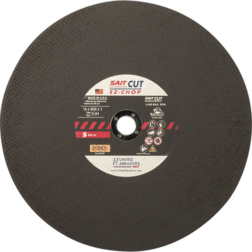 Chop Saw Wheel, 12" x 0.093"/3/32", 1" Arbor, Type 1, Aluminum Oxide, 5100 RPM OSI Industrial Sales