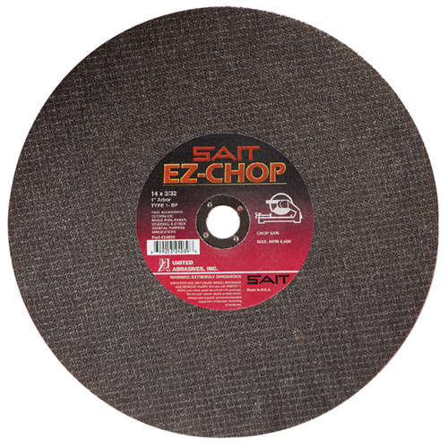 EZ-Chop&reg; Chop Saw Wheel, 14" x 3/32", 1" Arbor, Type 1, Aluminum Oxide, 4400 RPM OSI Industrial Sales