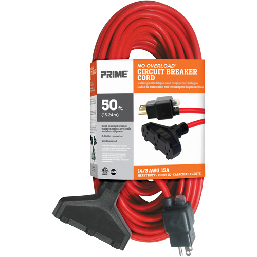 Vinyl Extension Cord, Outdoor, SJTW, 14/3 AWG, 15 A, 3 Outlet(s), 50' OSI Industrial Sales