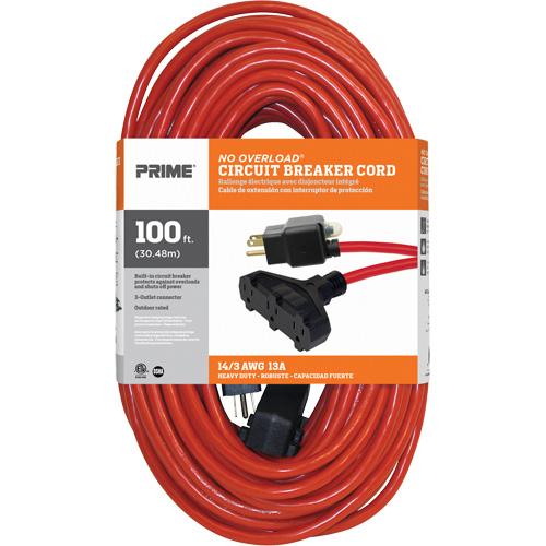 Cordon rallonge en vinyle, Ext&eacute;rieur, SJTW, AWG 14/3, 13 A, 3 prise(s), 100' OSI Industrial Sales