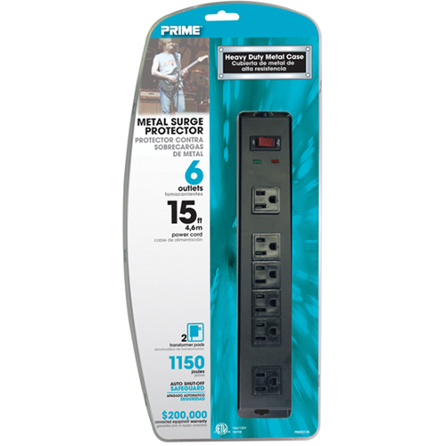 Surge Protector, 6 Outlets, 1150 J, 1875 W, 15' Cord OSI Industrial Sales