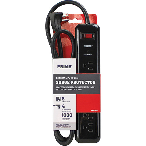 Protecteurs de surtension, 6 Prises, 1000 J, 1875, Cordon 4' OSI Industrial Sales