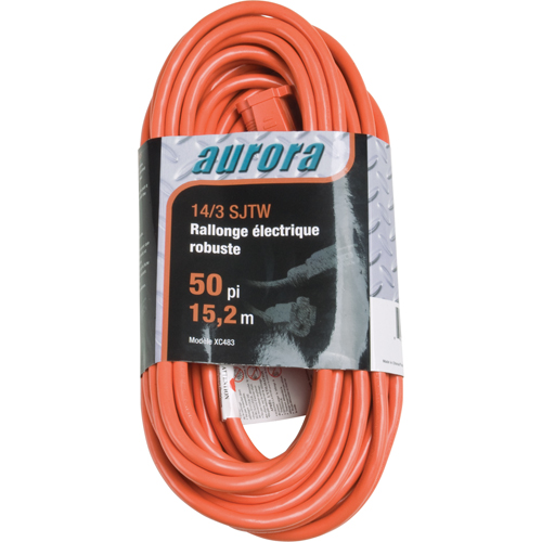 Cordon rallonge en vinyle, Ext&eacute;rieur, SJTW, AWG 14/3, 15 A, 50' OSI Industrial Sales