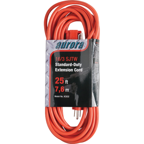 Extension Cord, Indoor/Outdoor, SJTW, 16/3 AWG, 13 A, 25' OSI Industrial Sales