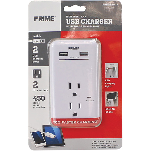 Prime&reg; USB Charger with Surge Protector OSI Industrial Sales