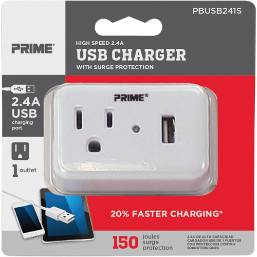 Prime&reg; USB Charger with Surge Protector OSI Industrial Sales