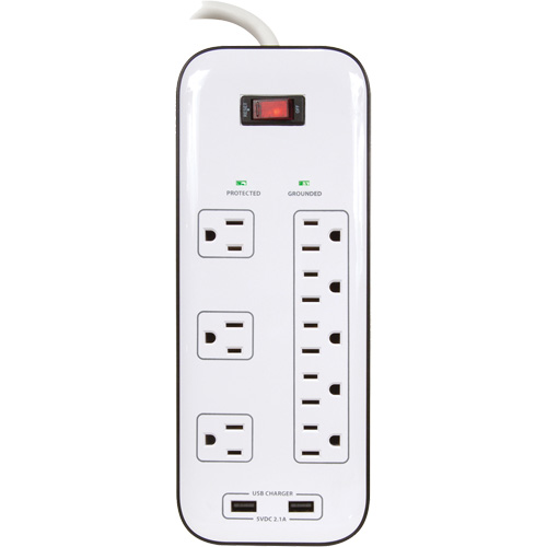 USB Charging Surge Protectors, 8 Outlets, 2400 J, 1875 W, 6' Cord OSI Industrial Sales