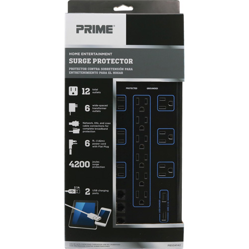 USB Charging Surge Protectors, 12 Outlets, 4200 J, 1875 W, 6' Cord OSI Industrial Sales
