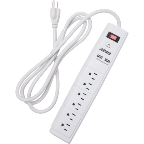 USB Charging Surge Protector, 6 Outlets, 1200 J, 1875 W, 6' Cord OSI Industrial Sales
