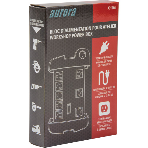 Protecteur de surtension &agrave; prise multiple pour l'atelier, 8 Prises, 1350 J, 1875 W, Cordon 6' OSI Industrial Sales