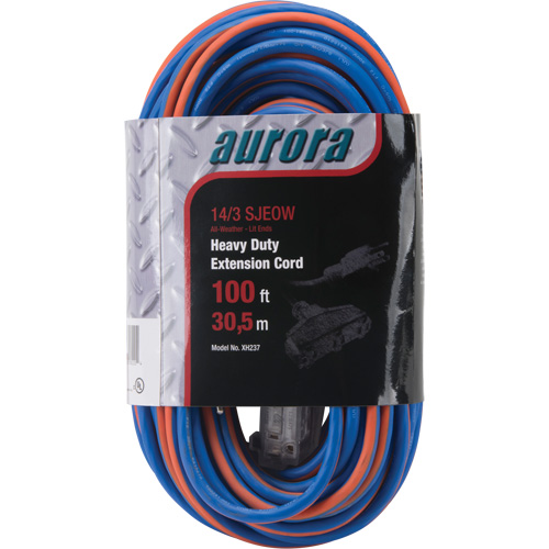 TPE-Rubber Extension Cord with Light Indicator, All-Weather, SJEOW, 14/3 AWG, 13 A, 3 Outlet(s), 100' OSI Industrial Sales