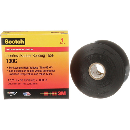 Scotch&reg; Linerless Rubber Splicing Tape, 38 mm (1-1/2") " W, 9 m (30') " L OSI Industrial Sales