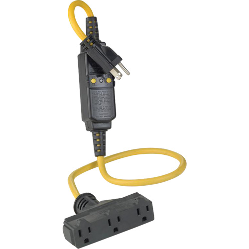 Triple-Tap Inline GCFI Extension Cord & Connector, 120 V, 15 Amps, 3' Cord OSI Industrial Sales