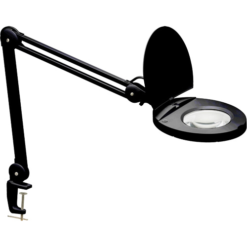 Lampe loupe ajustable, Dioptrie 3, Ampoule DEL, Bras de 47", Pinces serre-joints, Noir OSI Industrial Sales