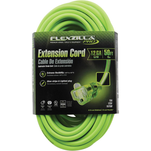 Cordon rallonge industriel Flexzilla Pro, Toutes saisons, SJTW, AWG 12/3, 15 A, 50' OSI Industrial Sales