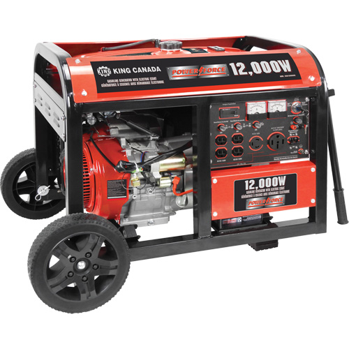 Electric Start Gas Generator with Wheel Kit, 12000 W Surge, 9000 W Rated, 120 V/240 V, 31 L Tank OSI Industrial Sales