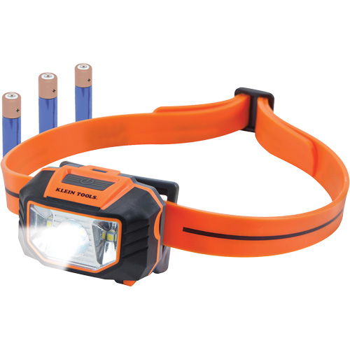 Lampe frontale avec bandeau en silicone pour casque de s&eacute;curit&eacute;, DEL, Piles AAA, Plastique OSI Industrial Sales