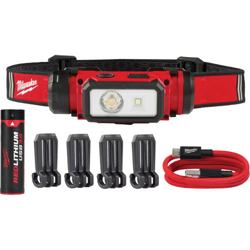 Lampe frontale pour casque de s&eacute;curit&eacute; USB REDLITHIUM, DEL, 600 lumens, 5 hres de fonctionnement, piles Rechargeable OSI Industrial Sales