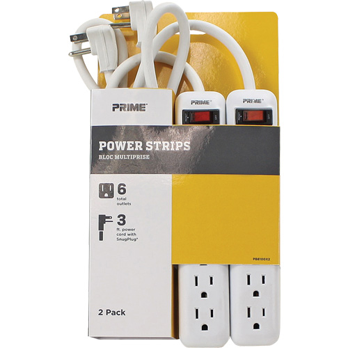 Power Strip 2-Pack, 6 Outlet(s), 3', 15 A, 1875 W, 125 V OSI Industrial Sales