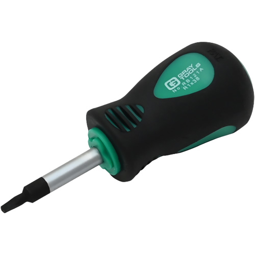 Stubby Square Recess Screwdriver, #1 Tip, Round, 3-1/4" L, Cushion Grip Handle OSI Industrial Sales
