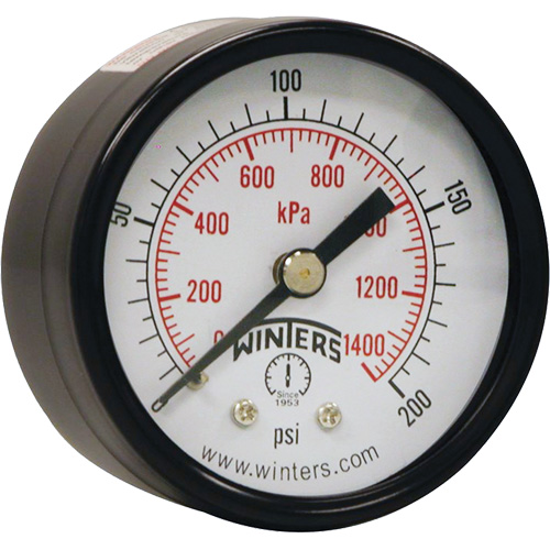 Economy Pressure Gauge, 2" , 0 - 200 psi, Back Mount, Analogue OSI Industrial Sales