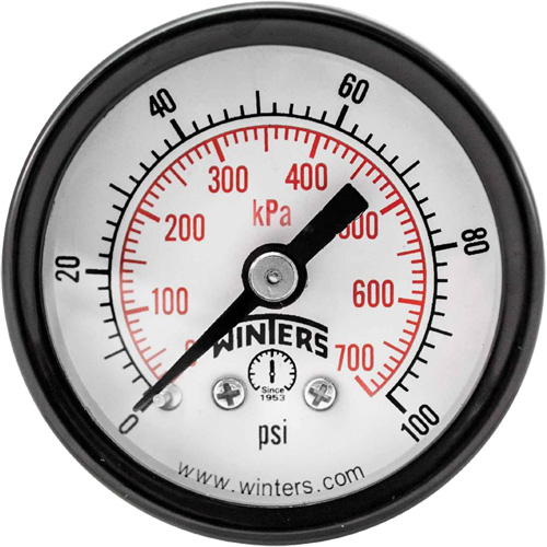 Economy Pressure Gauge, 1-1/2" , 0 - 100 psi, Back Mount, Analogue OSI Industrial Sales