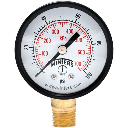 Economy Pressure Gauge, 2" , 0 - 100 psi, Bottom Mount, Analogue OSI Industrial Sales
