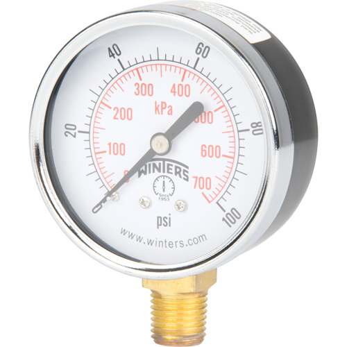 Pressure Gauge, 2-1/2" , 0 - 100 psi, Bottom Mount, Analogue OSI Industrial Sales