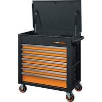 Chariot &agrave; outils s&eacute;rie GSX avec dessus inclin&eacute;, 7 tiroirs, 35" lo x 20" la x 39" h, Noir/Orange OSI Industrial Sales