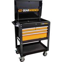 Chariot utilitaire, 4 tiroirs, 33" lo x 21" la x 42" h, Noir/Orange OSI Industrial Sales
