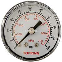 Pressure Gauge, 1-1/2" , 0 - 100 psi, Back Mount, Analogue OSI Industrial Sales