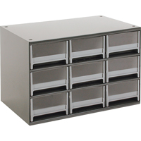 Modular Parts Cabinets, Steel, 9 Drawers, 17" x 10-9/16" x 3-1/16", Grey OSI Industrial Sales