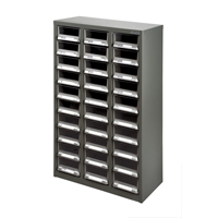 KPC-200 Parts Cabinet, Galvanized Steel, 30 Drawers, 21-3/10" x 10-2/5" x 36-9/10", Grey OSI Industrial Sales