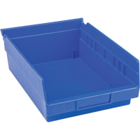 Plastic Shelf Bins, 8-3/8" W x 4" H x 11-5/8" D, Blue, 15 lbs. Capacity OSI Industrial Sales